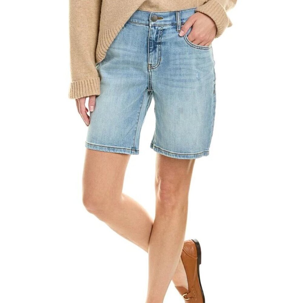 Cabi Austin denim jean shorts blue long Bermuda distressing stretch light new 2